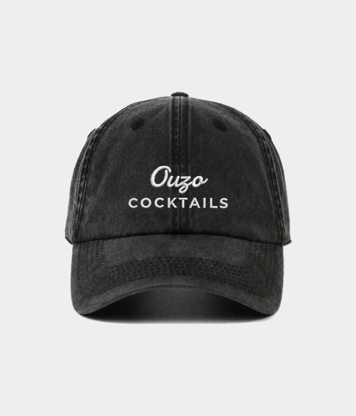 Ouzo Cocktails Men's Embroidered Washed Cotton Baseball Cap in Black – view 1