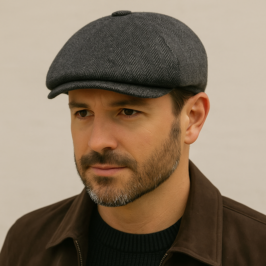 Men's Cotton Blend Newsboy Cap – Classic Eight-Panel Design, Lightweight Structured Fit, Adjustable
