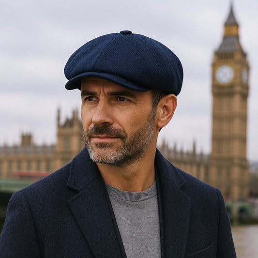 Men's Wool Blend Newsboy Cap – Warm Eight-Panel Crown, Button Top, Short Curved Brim for Winter