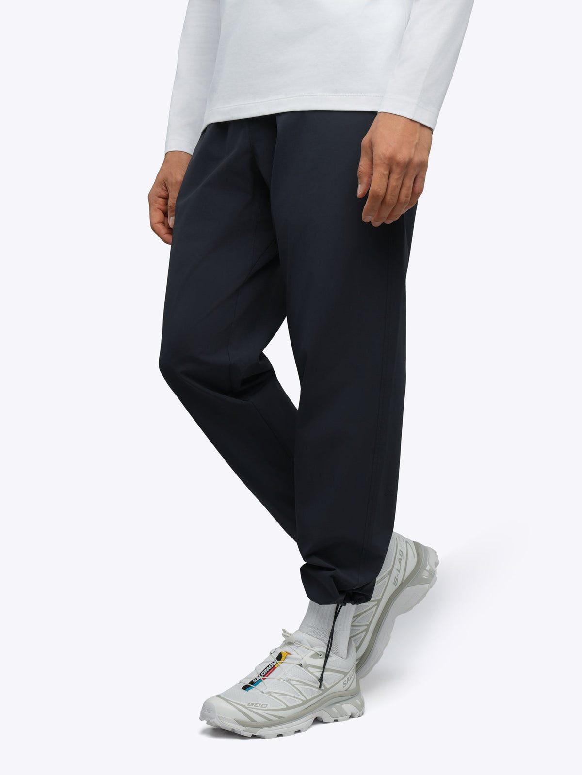 Men's Modern Slim Tech Trousers – Matte 4-Way Stretch Fabric, Hidden Cuff Cinch, Back Zip Pocket | Obsidian – view 5