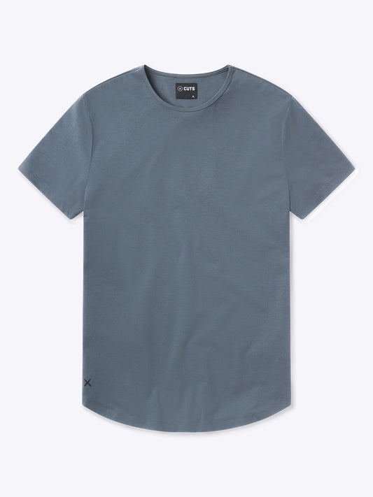 Men's Curved Hem Crew Neck T-Shirt – Soft Wrinkle-Resistant Fabric, Tailored Fit | Ocean Storm