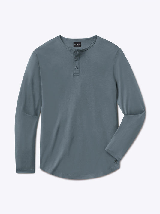 Men's Long Sleeve Henley T-Shirt in Ocean Storm – view 1