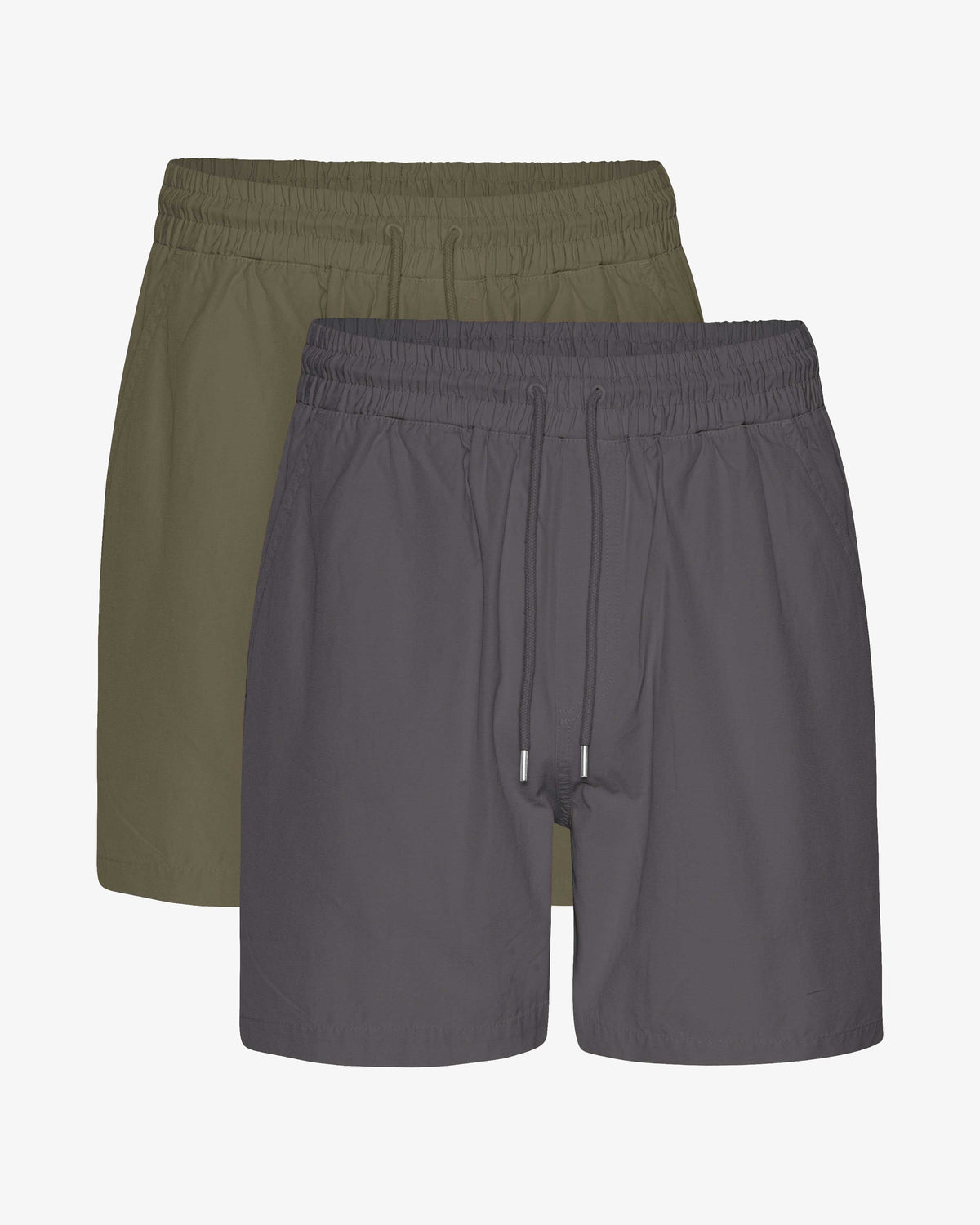 Men's Organic Cotton Twill Shorts 2-Pack – Garment Dyed, Elastic Adjustable Waistband | Lava Grey, Dusty Olive – view 1