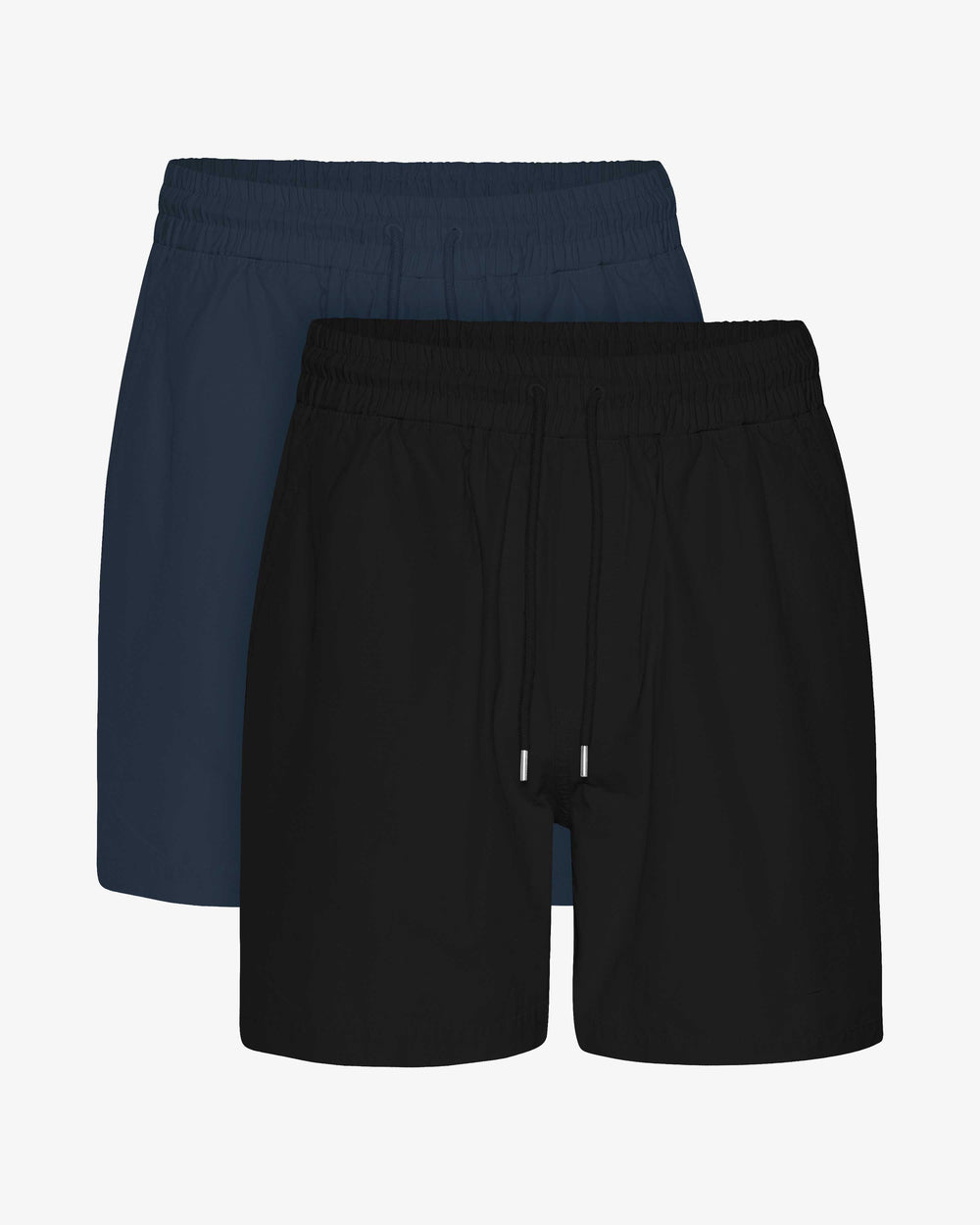 Men's Organic Cotton Twill Shorts 2-Pack – Garment Dyed, Elastic Adjustable Waist, Tailored Fit | Deep Black, Navy Blue