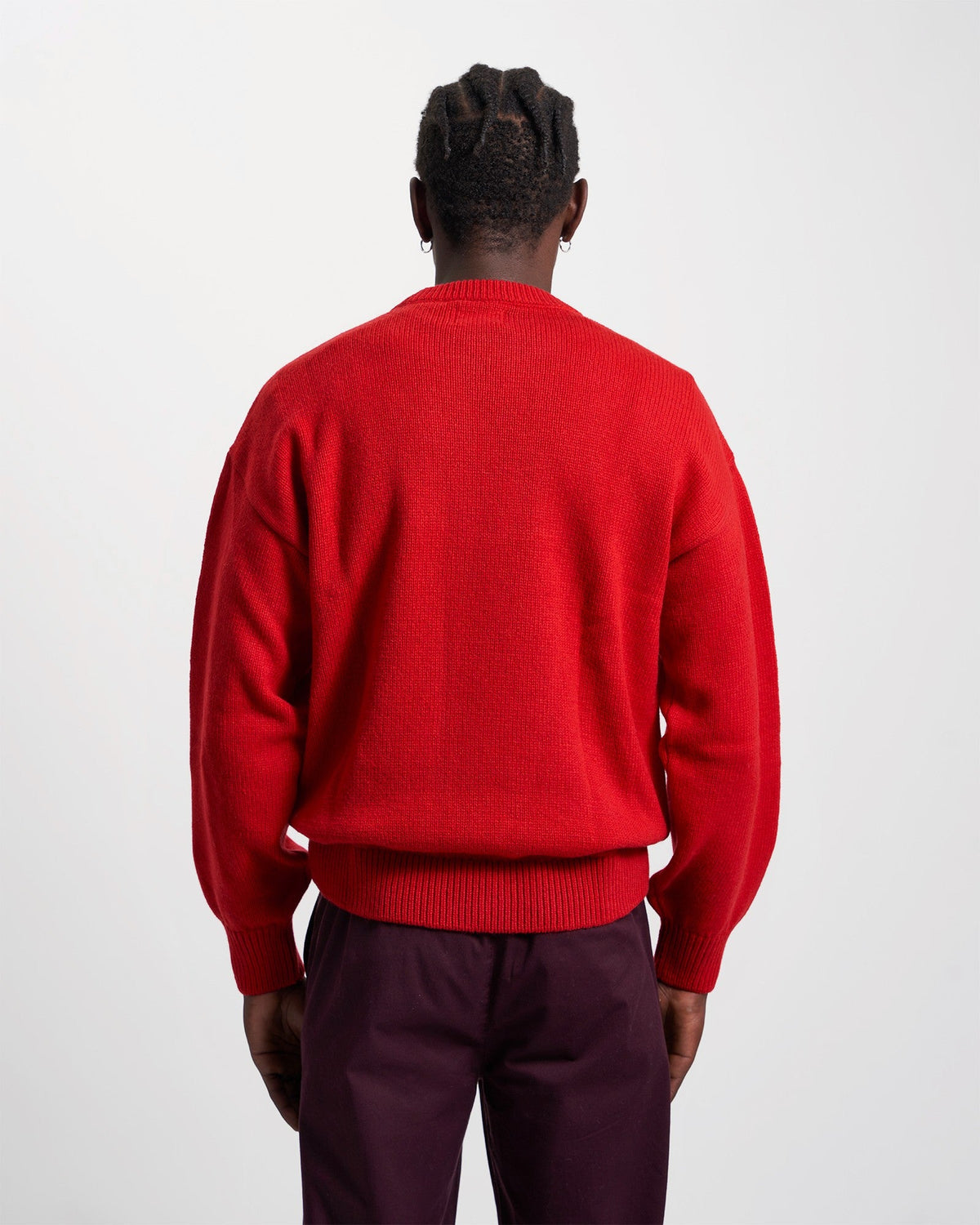 Men's Oversized Merino Wool Crew Neck Jumper in Scarlet Red – view 4