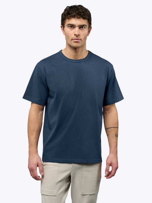 Men's Heavyweight Cotton Oversized T-Shirt – Relaxed Fit, Structured Drape, Soft Hand Feel | Pacific Blue