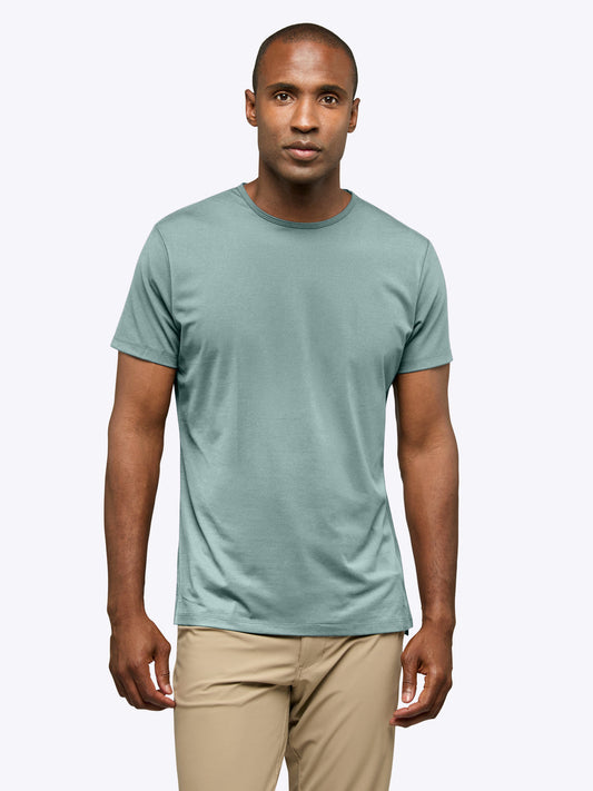 Men's Split Hem Crew Neck T-Shirt – Soft Wrinkle-Resistant Fabric, Tailored Fit Everyday Tee | Stormy Sea