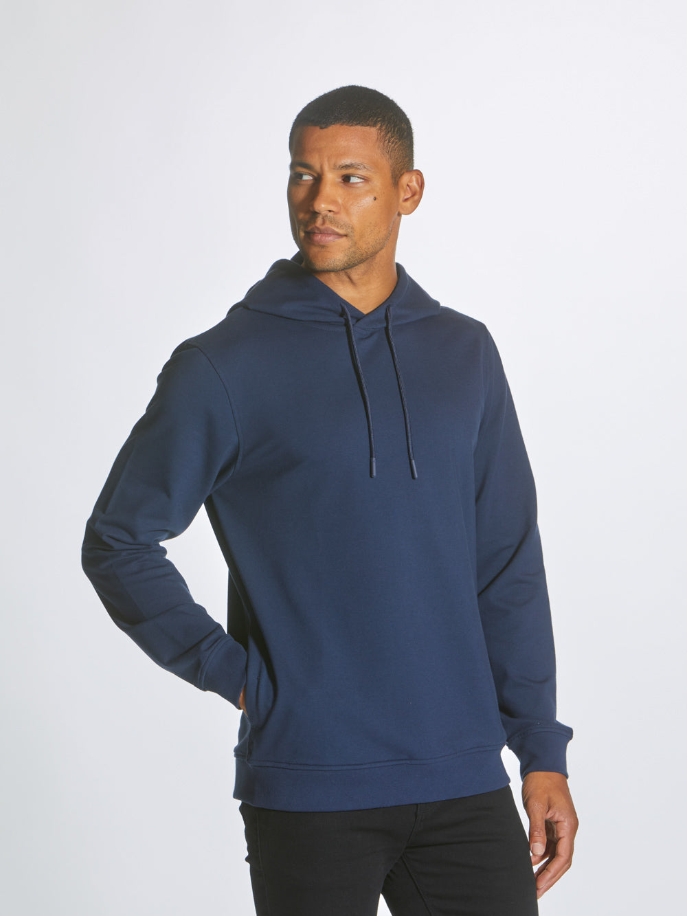 Men's French Terry Pullover Hoodie in Pacific Blue – view 2