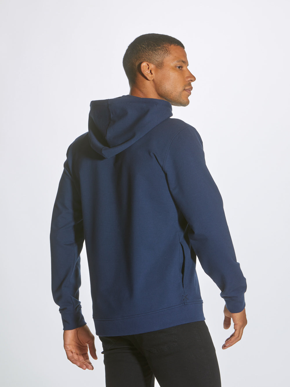 Men's French Terry Pullover Hoodie in Pacific Blue – view 3
