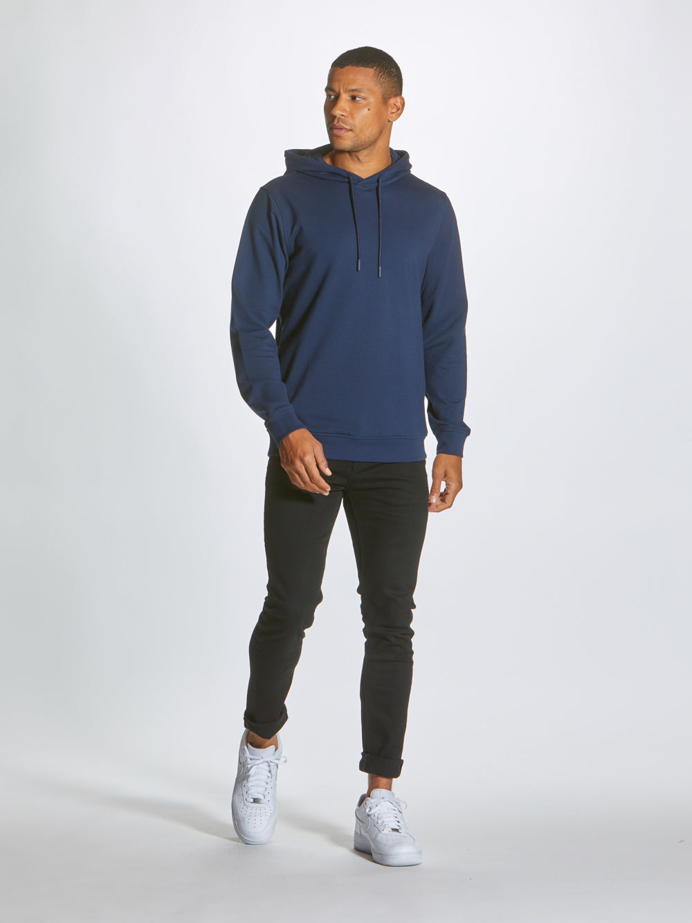 Men's French Terry Pullover Hoodie in Pacific Blue – view 4