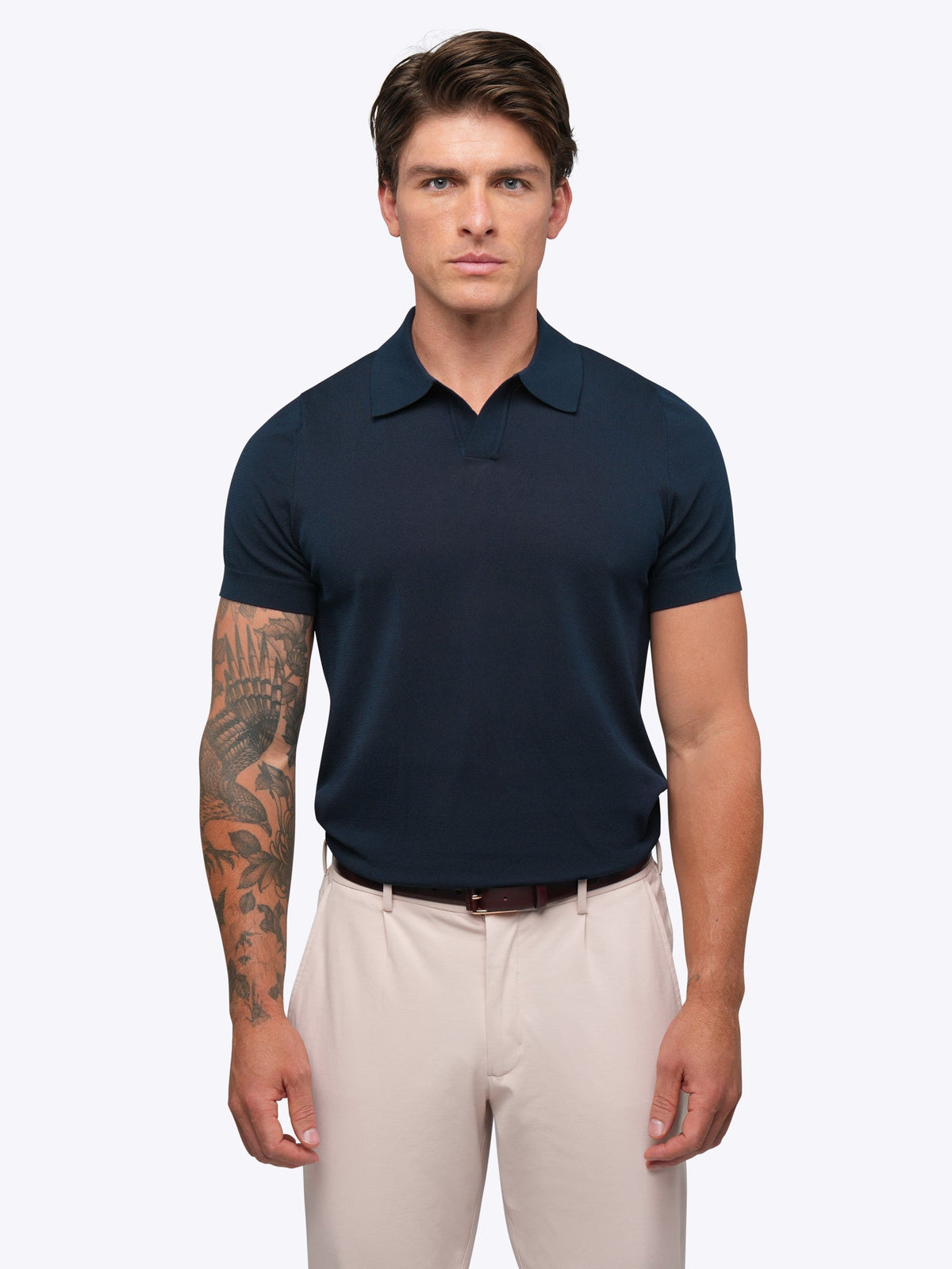 Riviera Men's Knit Polo in Pacific Blue – view 2