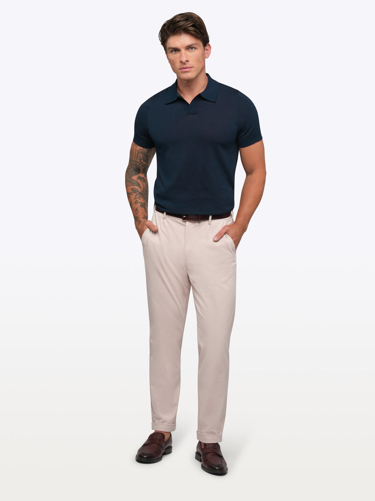 Riviera Men's Knit Polo in Pacific Blue – view 3