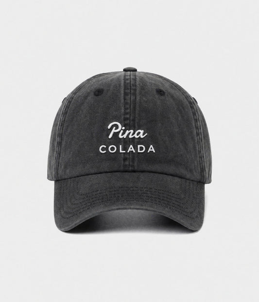 Pina Colada Men's Embroidered Washed Cotton Baseball Cap in Black – view 1