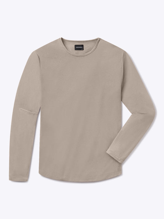 Men's Long Sleeve Curved Hem T-Shirt in Cashmere – view 1
