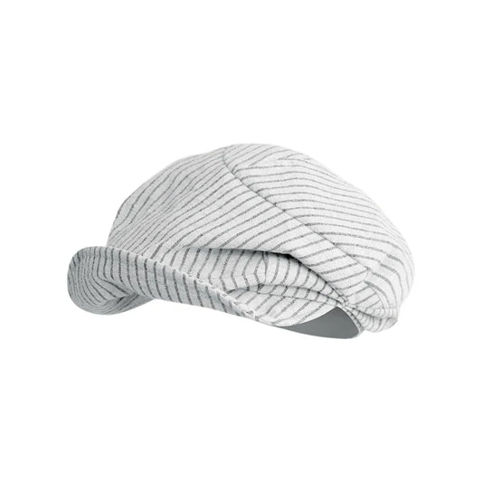 Pontypool Men's Striped Linen Blend Newsboy Cap – Cotton and Linen, Soft Inner Lining, Adjustable 55–59 cm Fit
