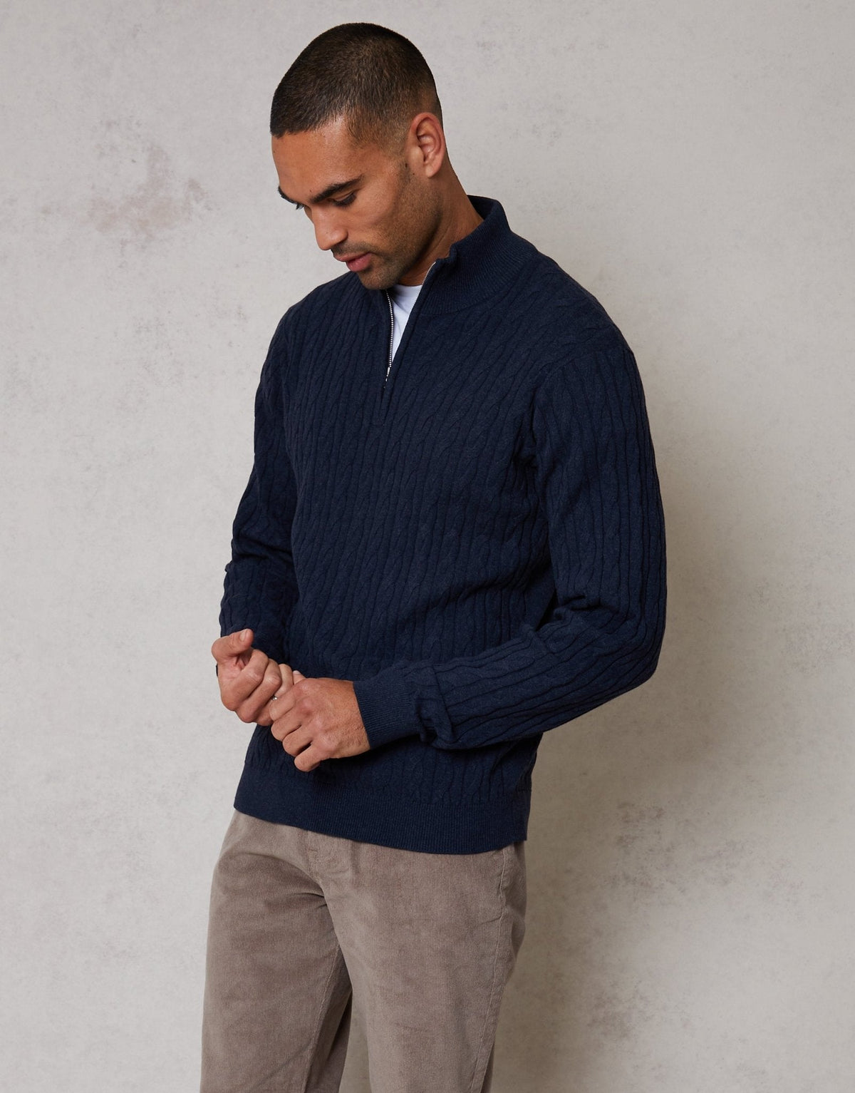 Men's Warm Winter Layering Jumper for Everyday Wear in Navy – view 5