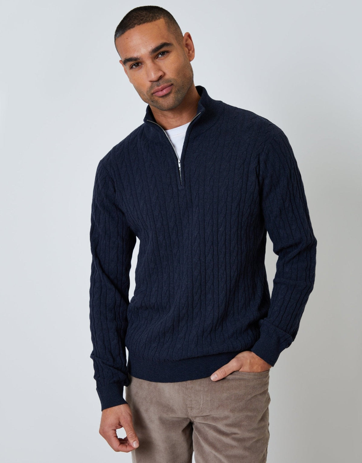 Men's Warm Winter Layering Jumper for Everyday Wear in Navy – view 1