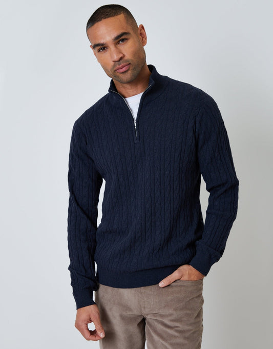 Men's Warm Winter Layering Jumper for Everyday Wear in Navy – view 1