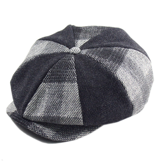 Ragdale Men's Tartan Wool Newsboy Cap – 100% Wool, Tartan or Plain-and-Tartan Panels, Two Sizes 56–61 cm
