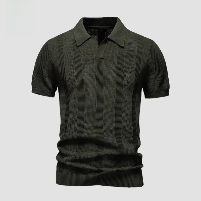 Men's Cotton and Viscose Knitted Polo Shirt – view 4