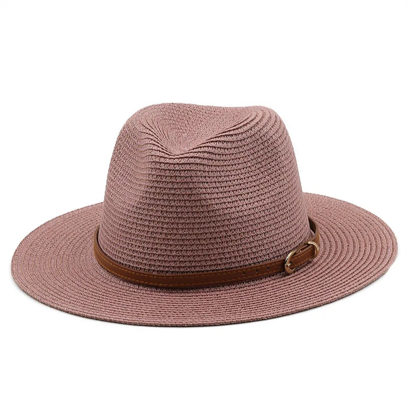 Men's Straw Panama Hat with Slim Leather Buckle Band – view 1