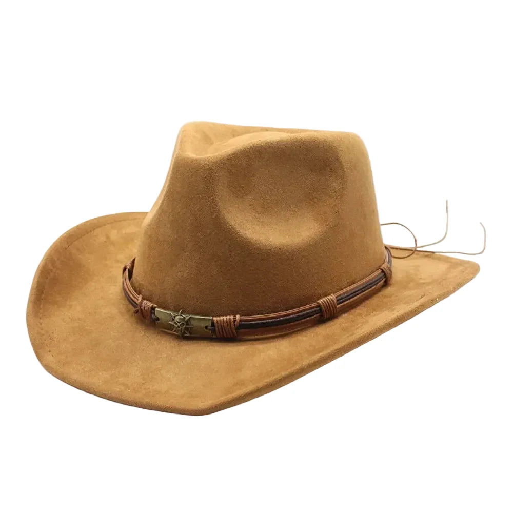 Men's Suede Cowboy Hat with Bull Head Band – view 12