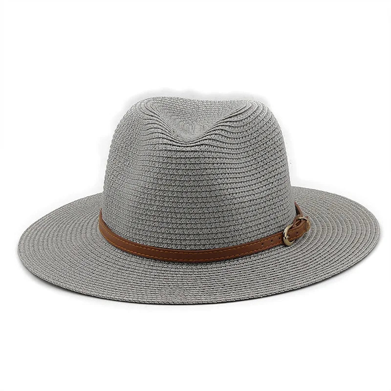 Men's Straw Panama Hat with Slim Leather Buckle Band – view 6