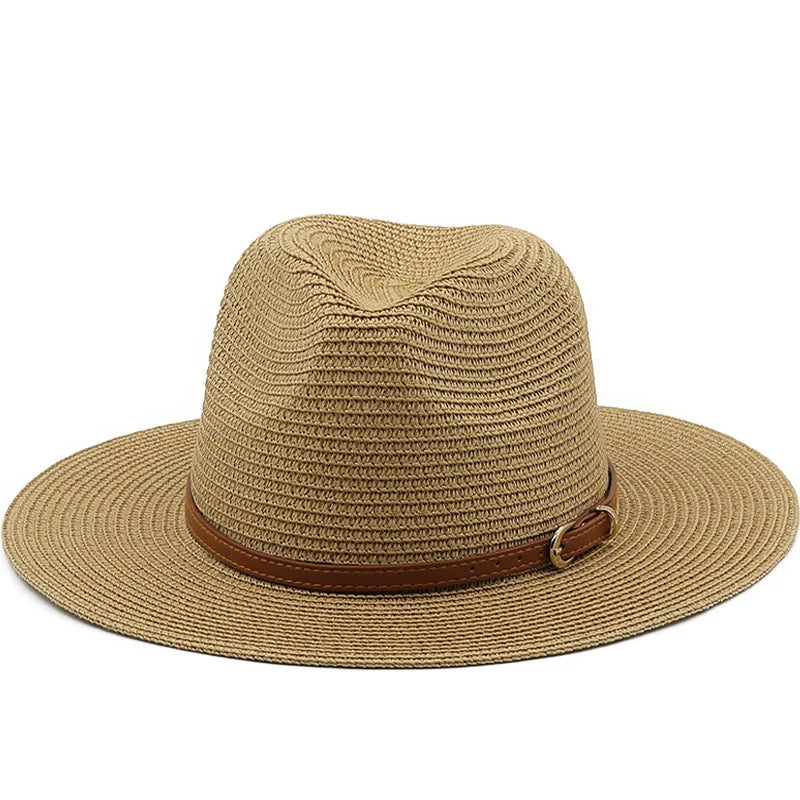 Men's Straw Panama Hat with Slim Leather Buckle Band – view 8