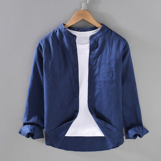 Iturama Men's Linen Band Collar Shirt – view 3