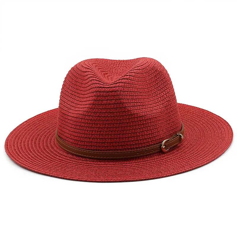 Men's Straw Panama Hat with Slim Leather Buckle Band – view 9