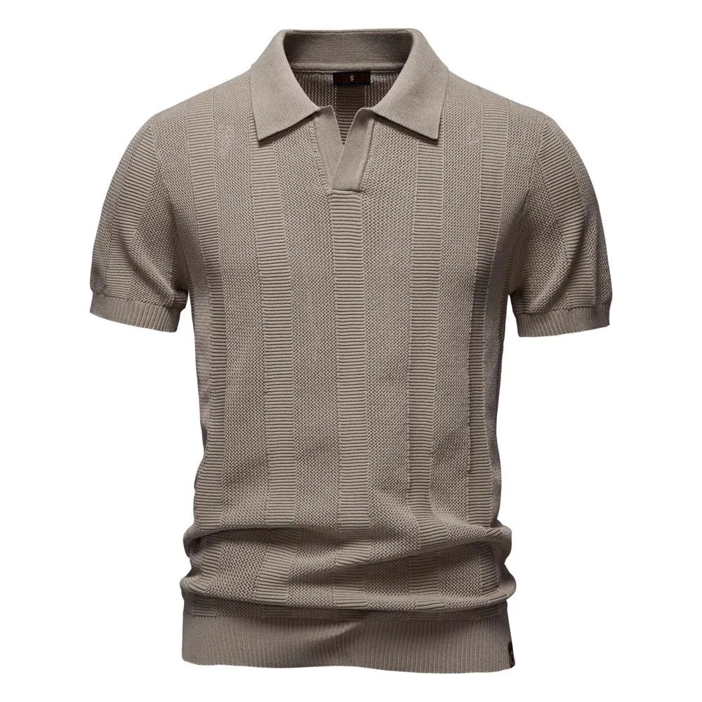Men's Cotton and Viscose Knitted Polo Shirt – view 2