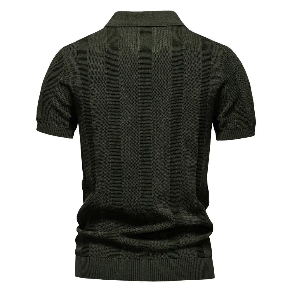 Men's Cotton and Viscose Knitted Polo Shirt – view 7