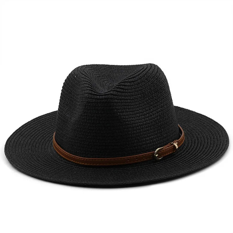 Men's Straw Panama Hat with Slim Leather Buckle Band – view 7