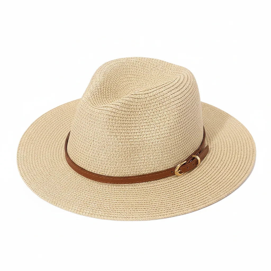 Men's Woven Straw Panama Hat with Belt Band – Wide Brim, Airy and Lightweight, Adjustable 56–60 cm – Beige – view 1