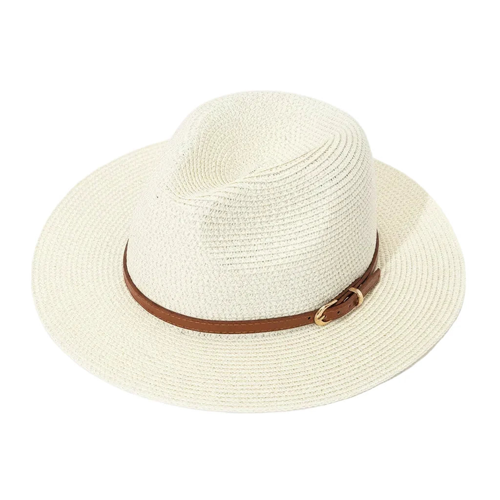 Men's Woven Straw Panama Hat with Belt Band – Wide Brim, Airy and Lightweight, Adjustable 56–60 cm