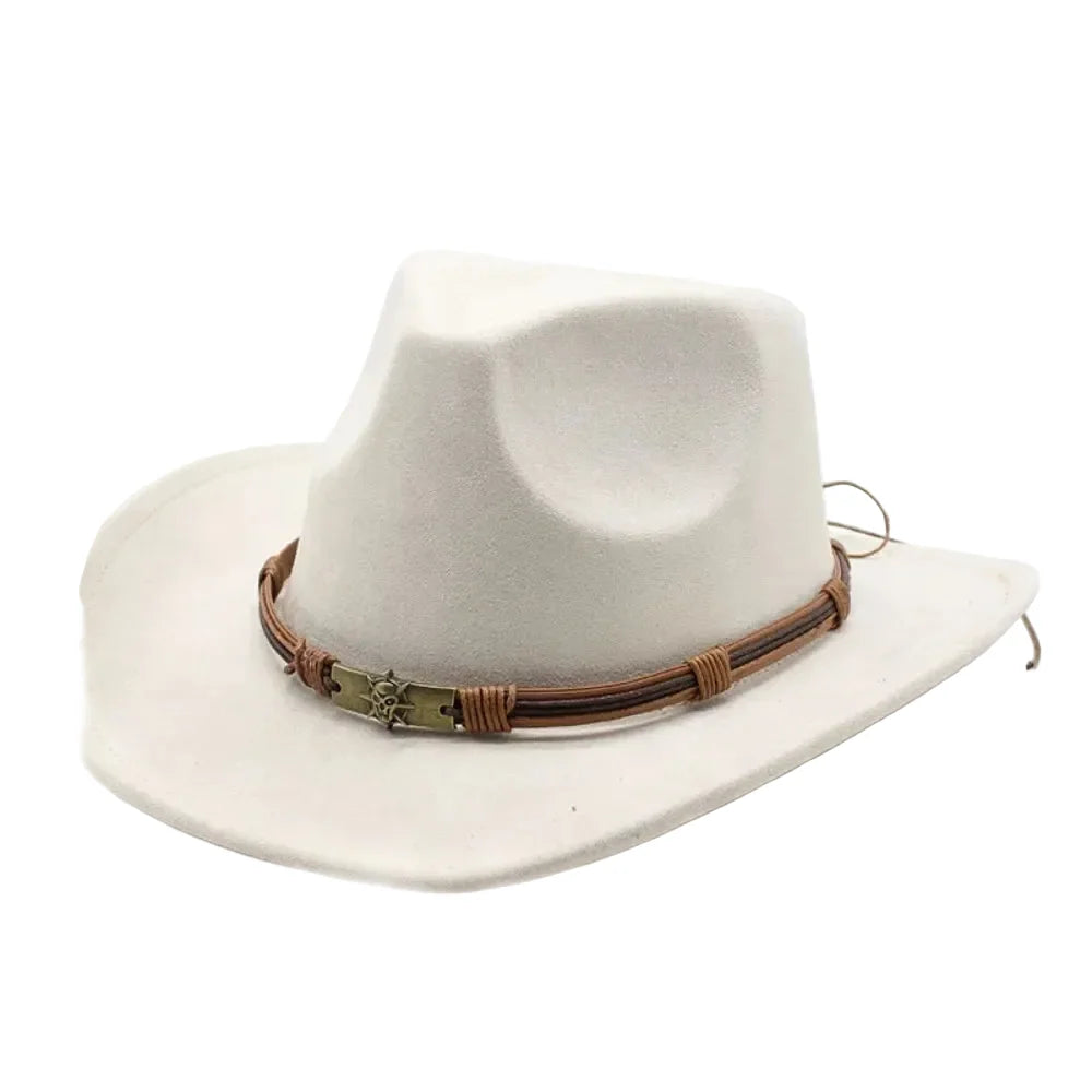 Men's Suede Cowboy Hat with Bull Head Band – view 13