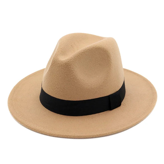 Men's Wool Blend Fedora Hat – Corduroy Texture with Classic Black Ribbon Band, Wide Brim for Cooler Seasons