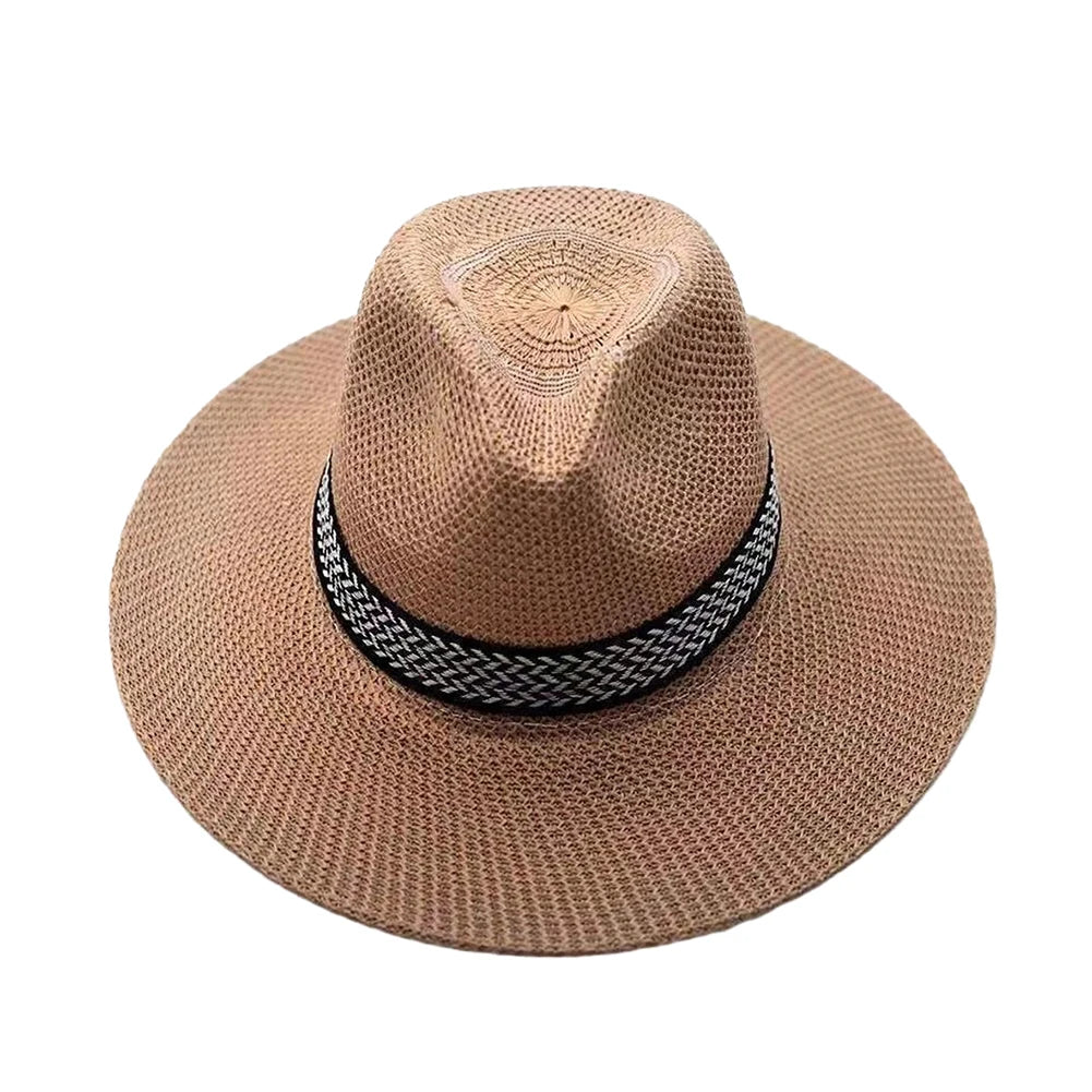 Men's Straw Panama Hat with Chevron Band – view 7