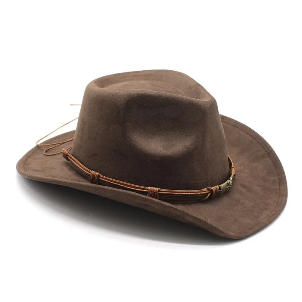 Men's Suede Cowboy Hat with Bull Head Band – view 5