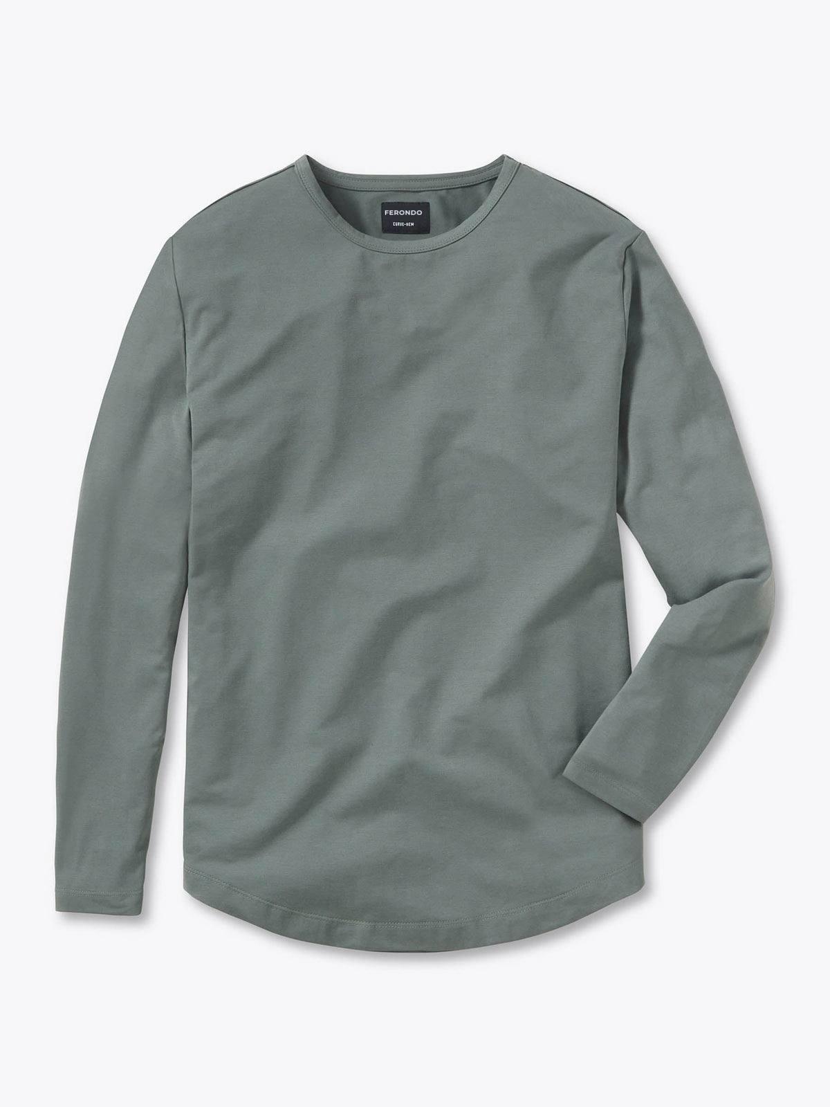 Men's Long Sleeve Curved Hem T-Shirt in Sage – view 1