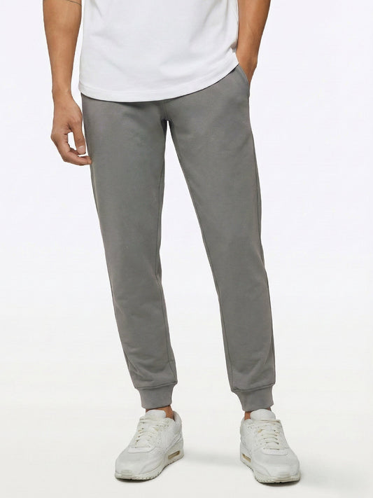 Men's Slim Fit French Terry Joggers in Charcoal – view 1