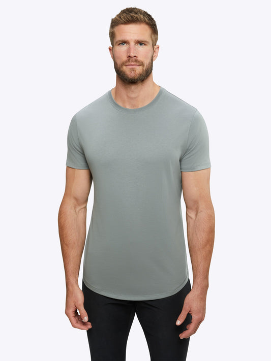 Men's Pima Cotton Lightweight Crew Neck T-Shirt in Sage – view 2