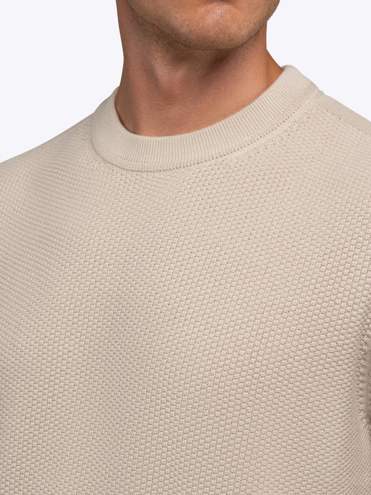 Palisade Men's Textured Knit Crew Neck Jumper in Sand Dune – view 2