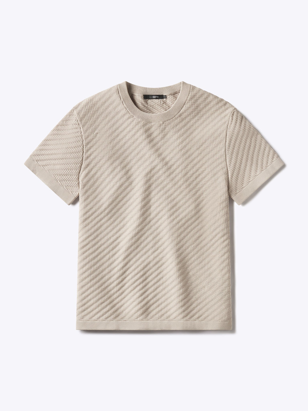 Riviera Men's Textured Knit T-Shirt in Sand Dune – view 1