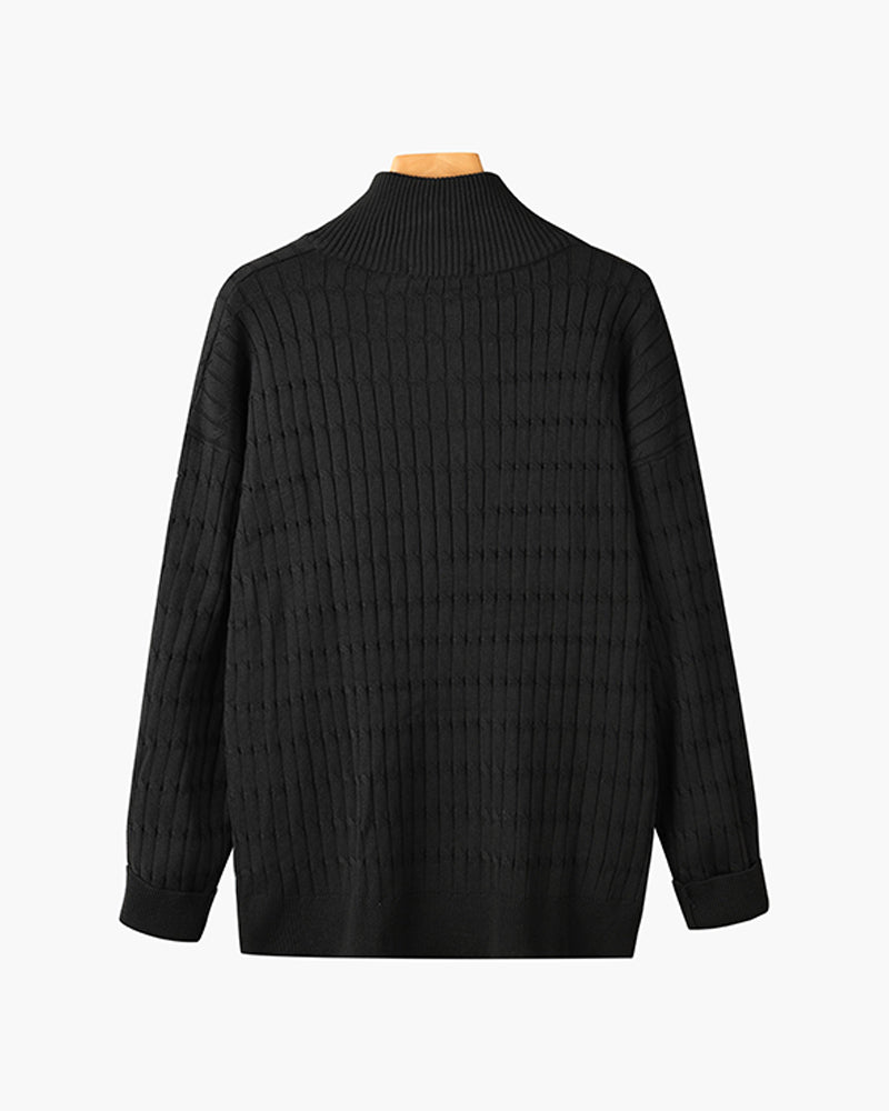Gwangju Men's Cotton Cable Knit Half Zip Jumper – view 11