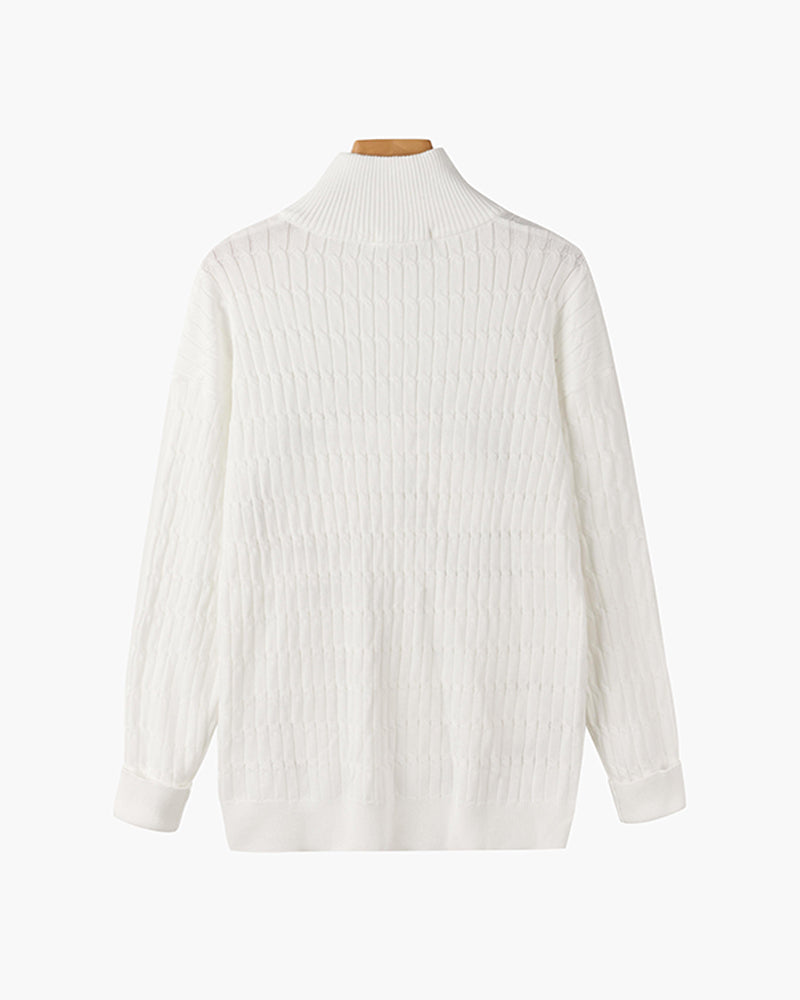 Gwangju Men's Cotton Cable Knit Half Zip Jumper – view 4