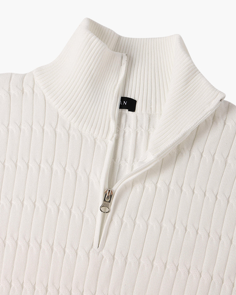 Gwangju Men's Cotton Cable Knit Half Zip Jumper – view 6