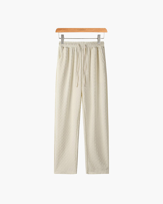 Naksan Men's Cotton-Blend Jacquard Trousers – Oversized Fit, Elasticated Waistband, Side Pockets