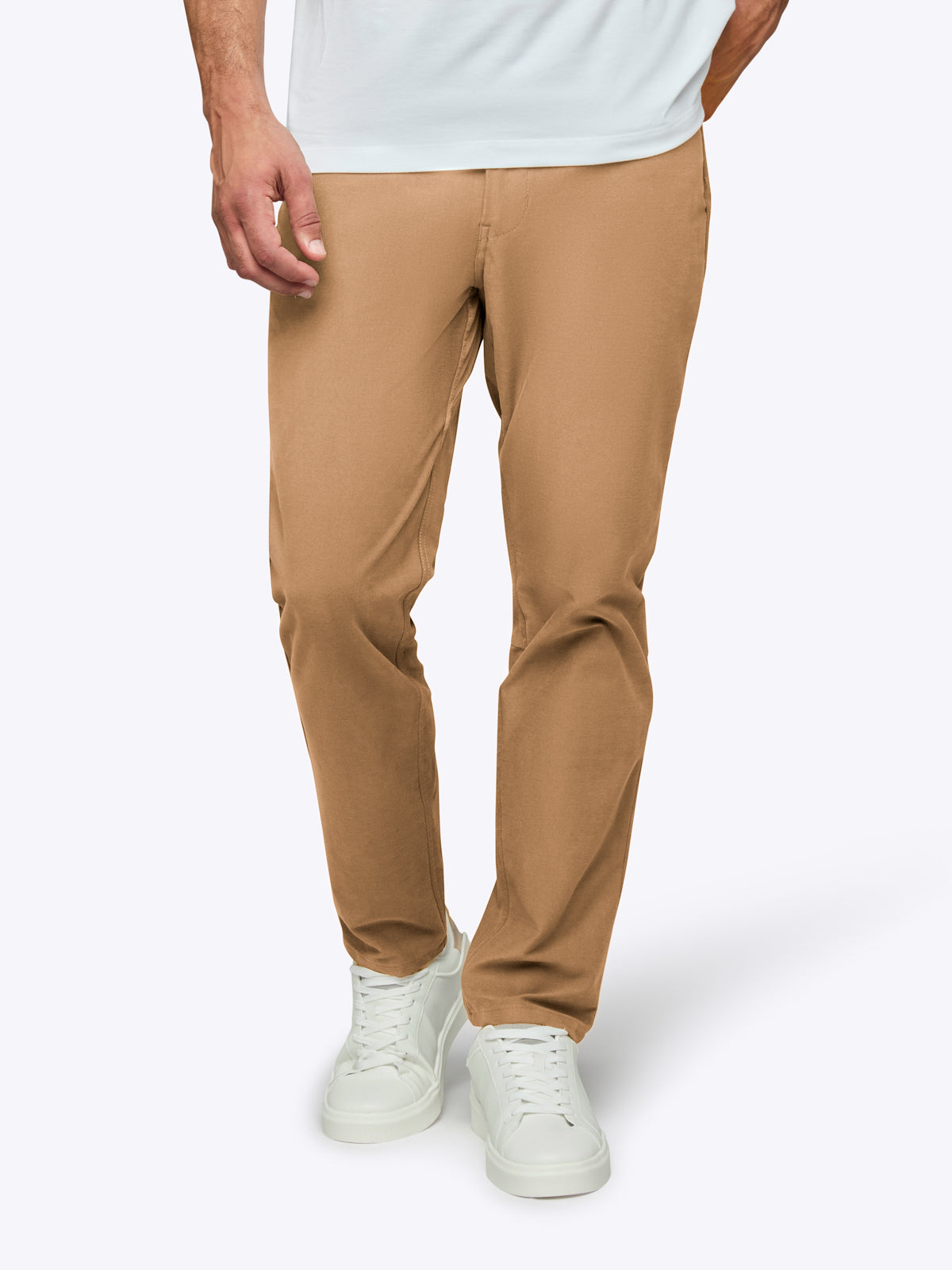 Men's Stretch Chino Trousers – Soft Flexible Fabric, More Give Than Denim, Classic Fit | Saddle – view 1