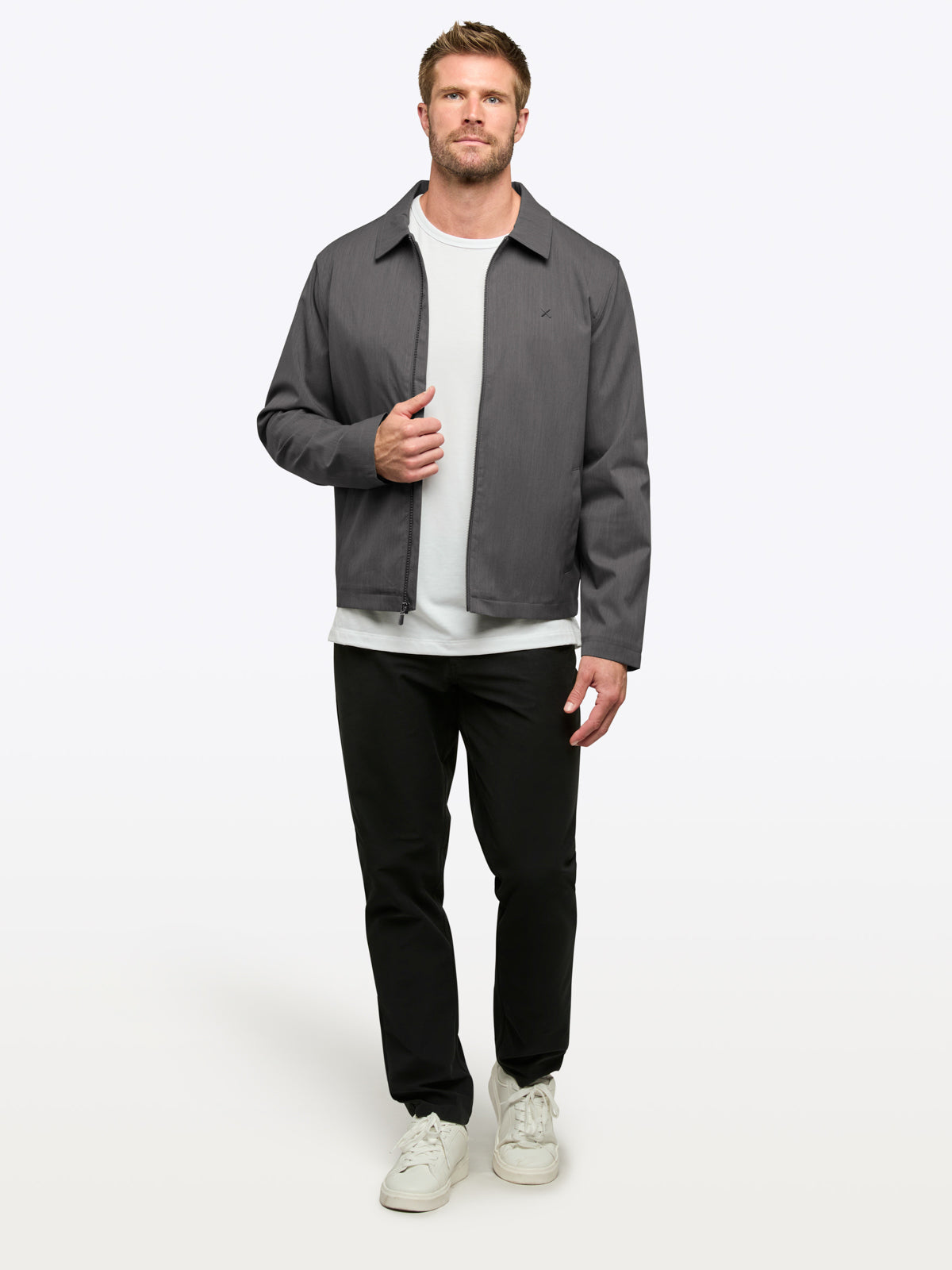 Men's Collared Classic-Fit Jacket in Steel – view 3